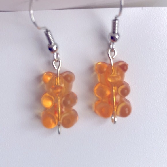 New Gummy Bear Candy Handmade Earrings Fun Novelty Gift Party Orange Summer Cute - Picture 4 of 7